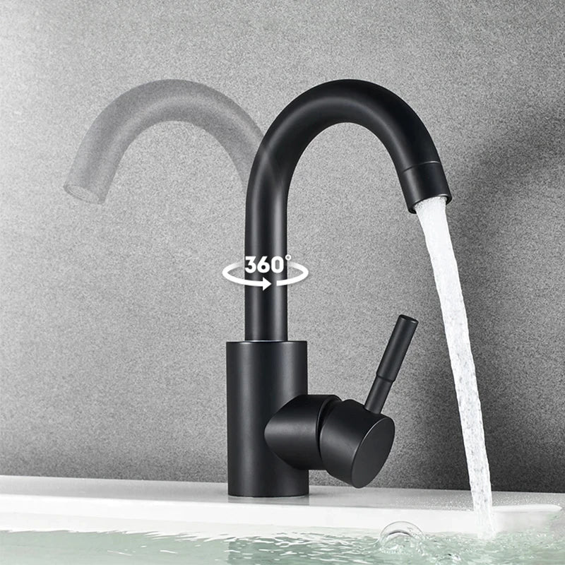 304 Stainless Steel Rotating Bathroom Sink Faucet