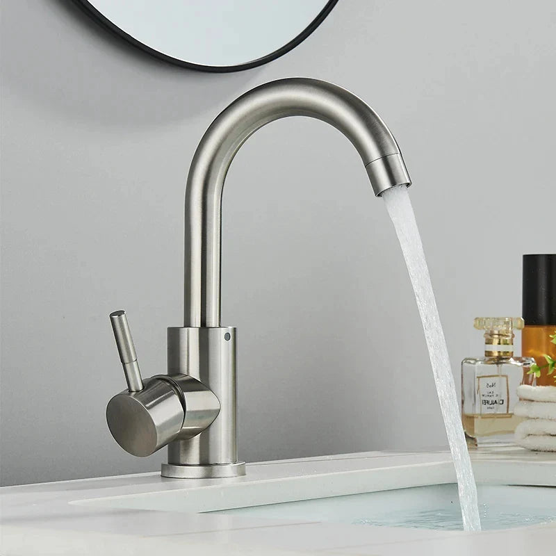 304 Stainless Steel Rotating Bathroom Sink Faucet