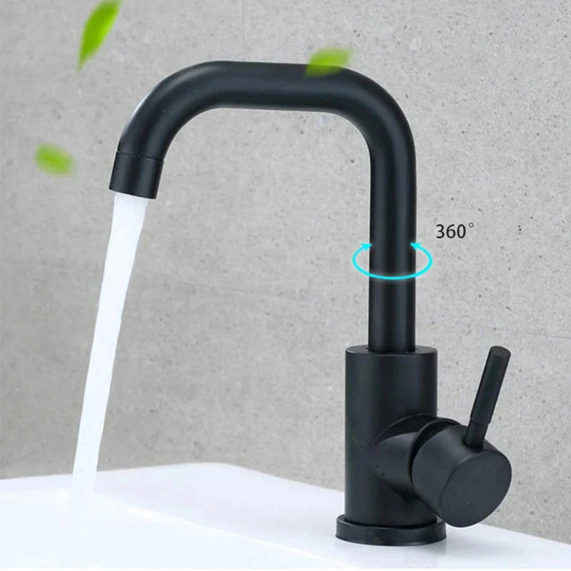 304 Stainless Steel Rotating Bathroom Sink Faucet - blackB