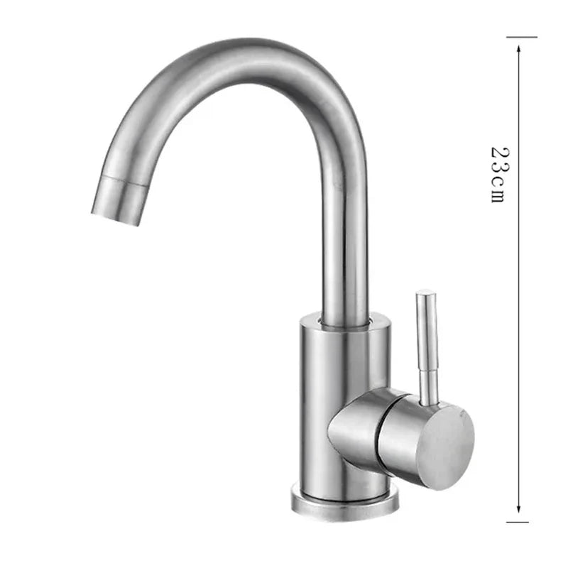 304 Stainless Steel Rotating Bathroom Sink Faucet - BrushedA