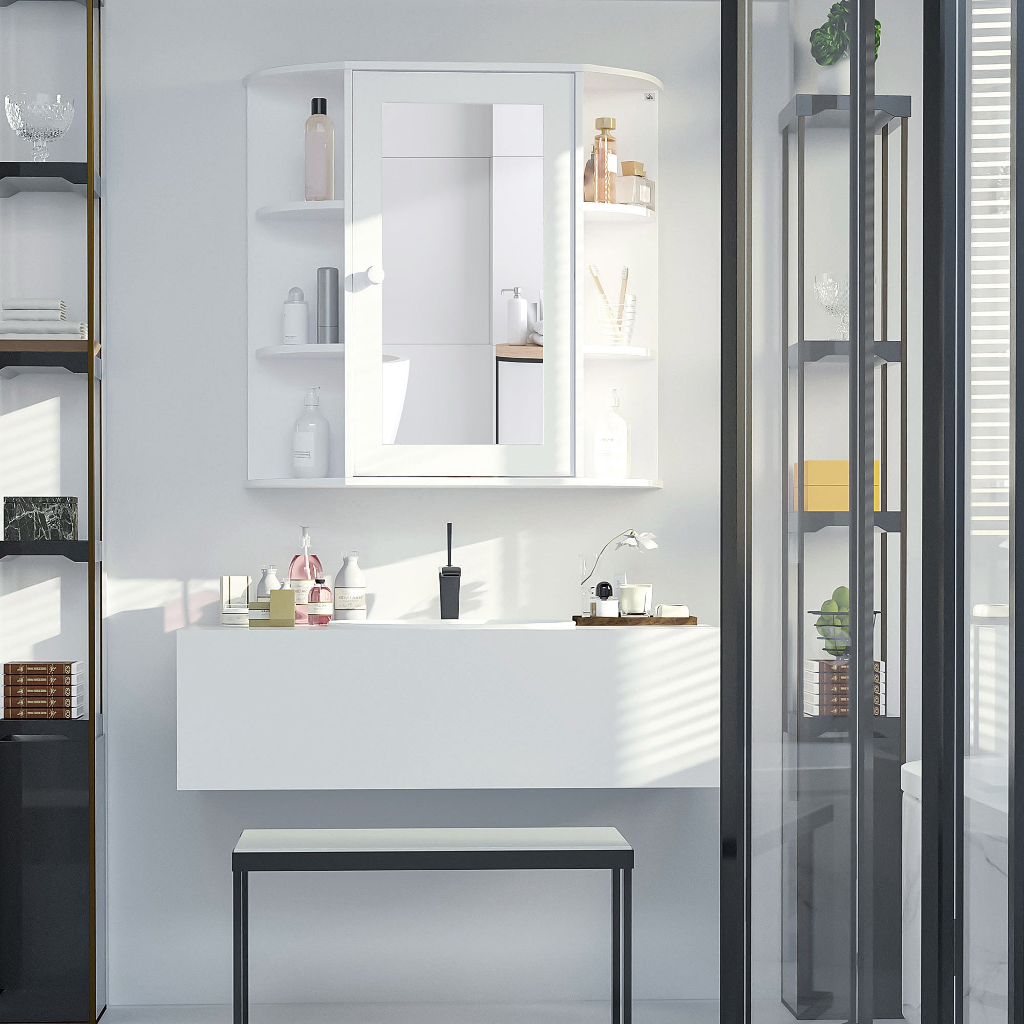 Glossy Mirrored Medicine Cabinet