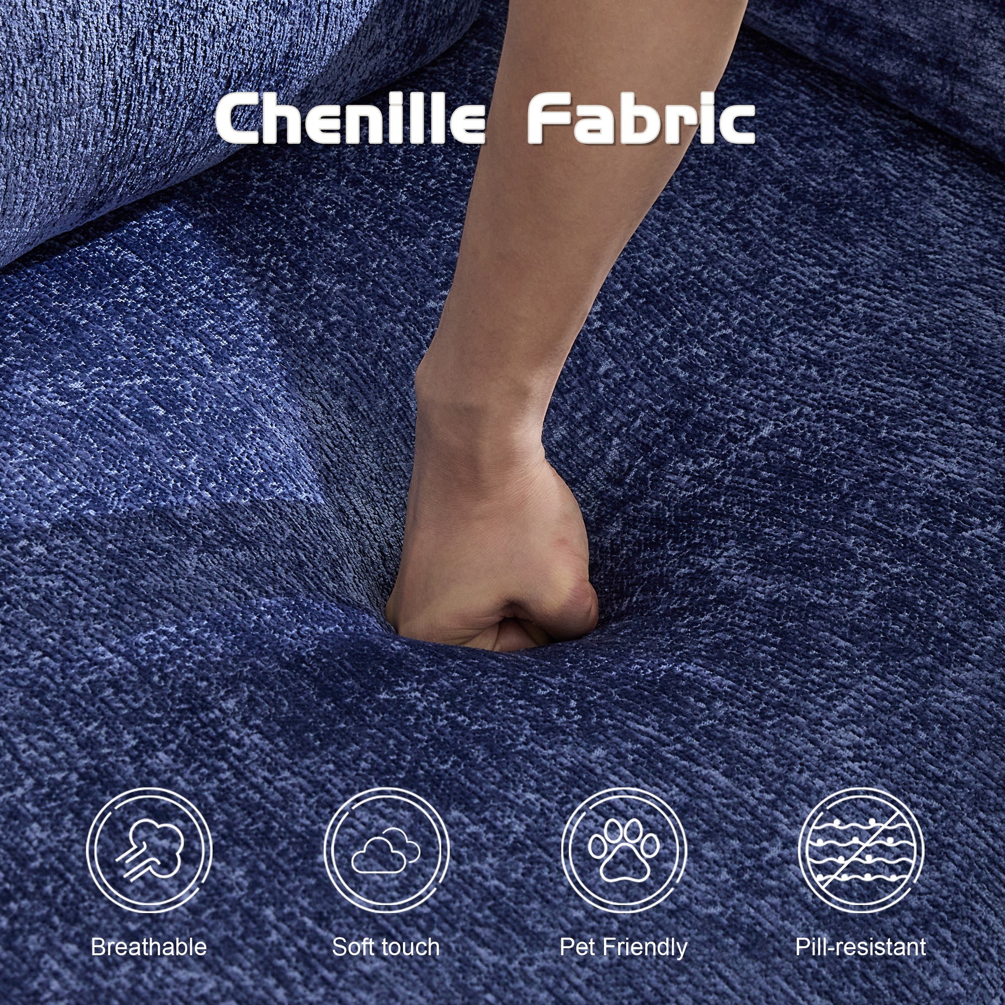 Dark Blue Chenille Sofa