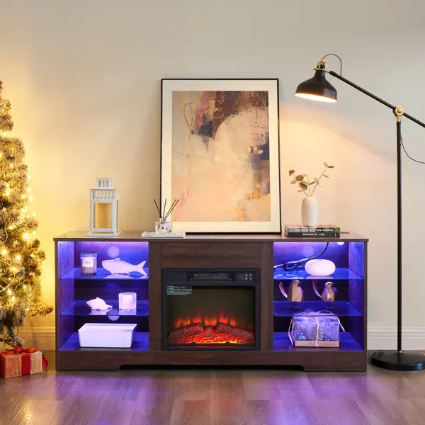 Espresso Fireplace TV Stand
