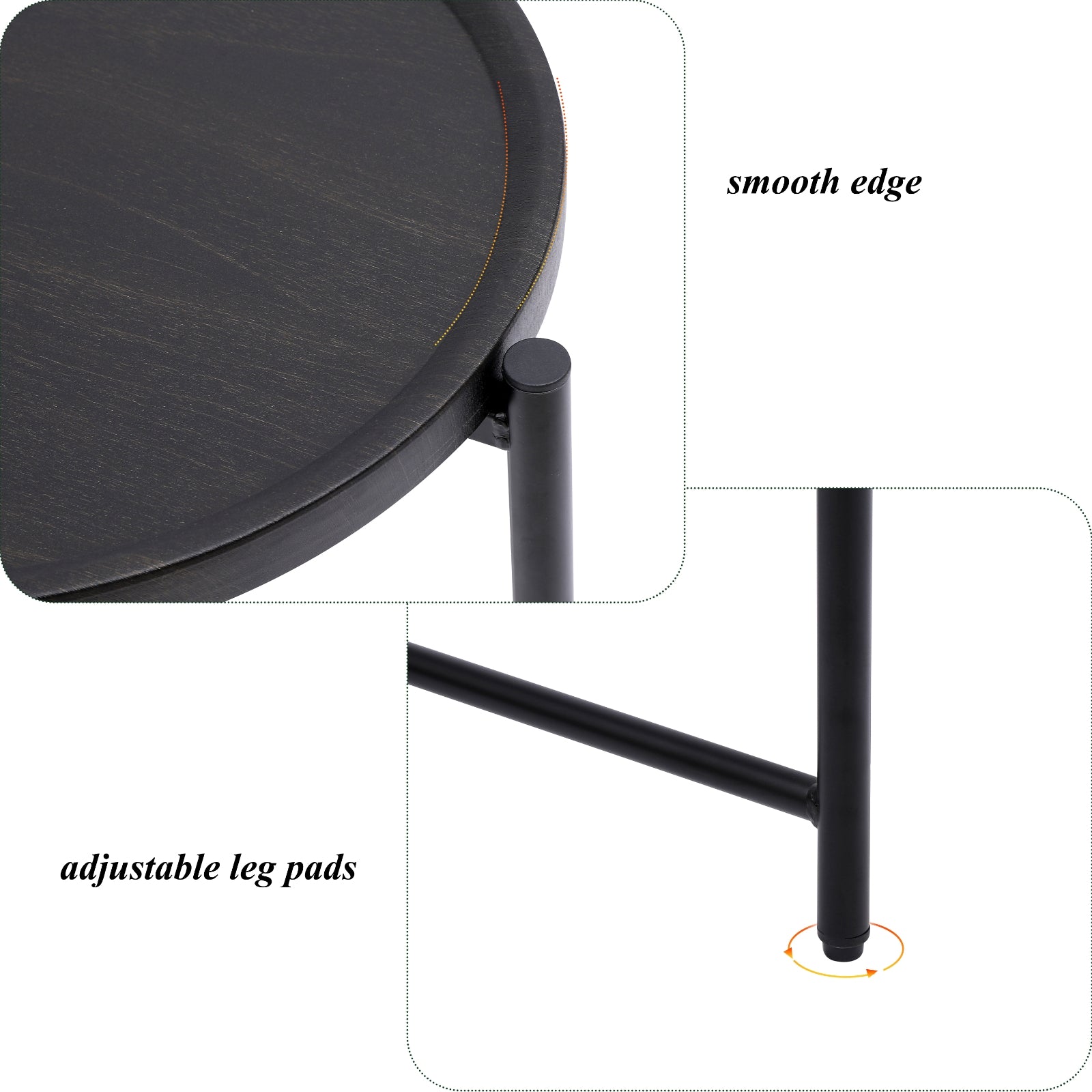 Mesa de Café Redonda con Bandeja de Almacenamiento Mesa Auxiliar Ovalada de 2 Niveles Mesa Lateral Pequeña de Madera para Sala de Estar