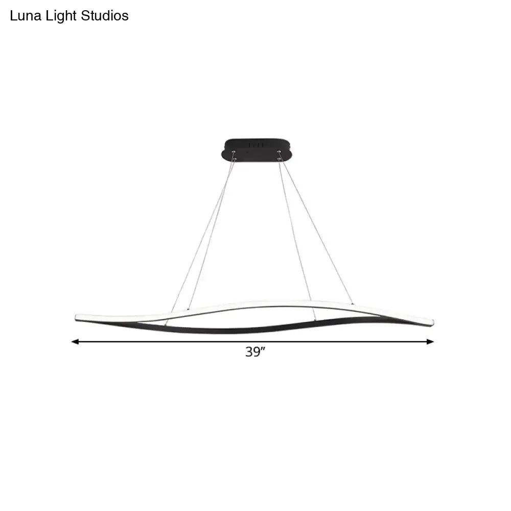 ديكوربايتس™ مصباح جزيرة LED بسيط مقاس 31.5 بوصة/39 بوصة بإطار على شكل ورقة شجر سوداء - وحدة إضاءة معلقة في السقف بإضاءة دافئة/بيضاء