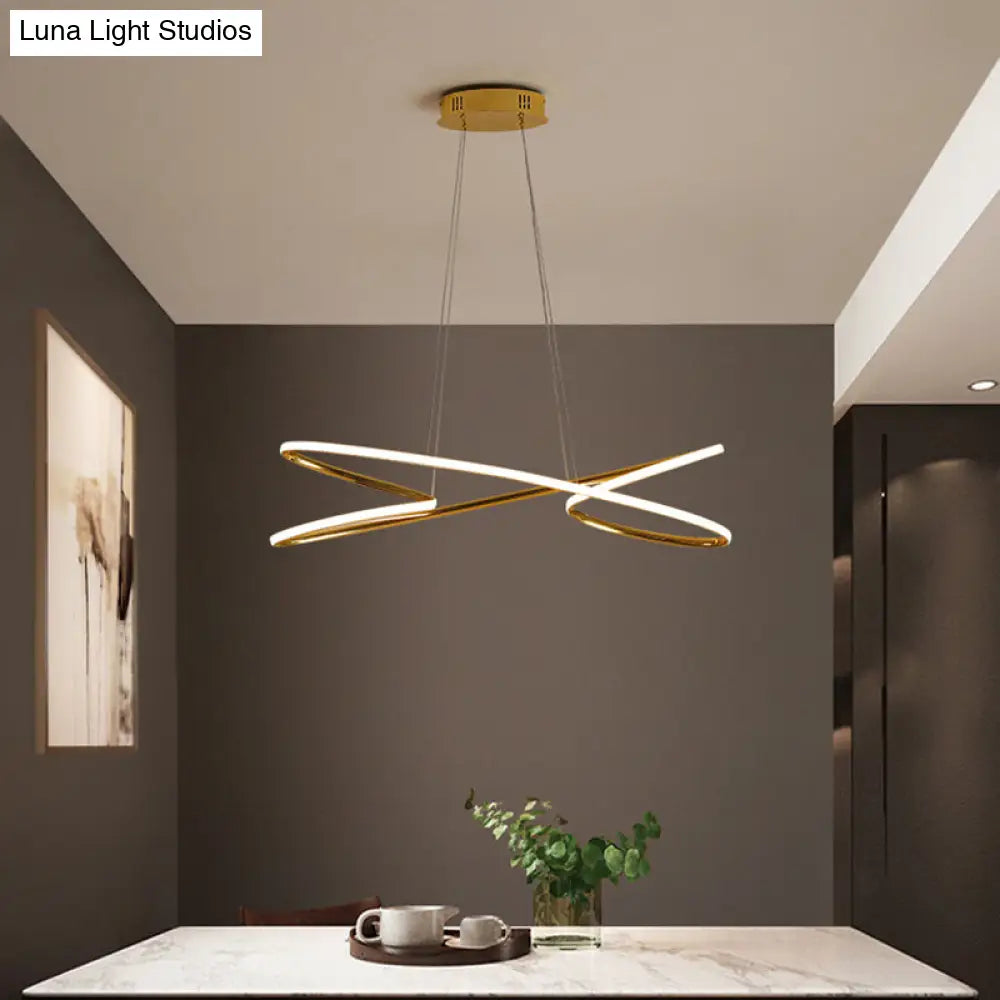 Lámpara colgante LED de araña de acrílico trenzado de 31,5" / 39" de ancho en cromo/oro - Iluminación cálida