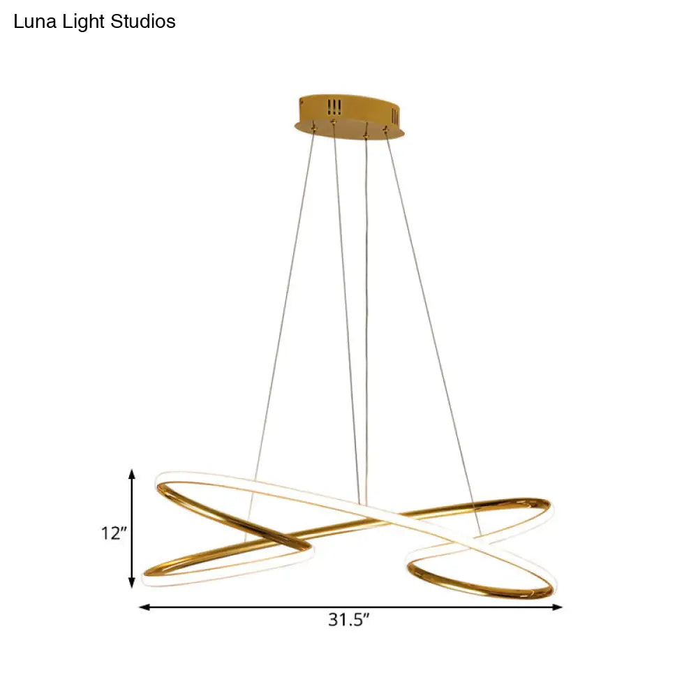 Lámpara colgante LED de araña de acrílico trenzado de 31,5" / 39" de ancho en cromo/oro - Iluminación cálida