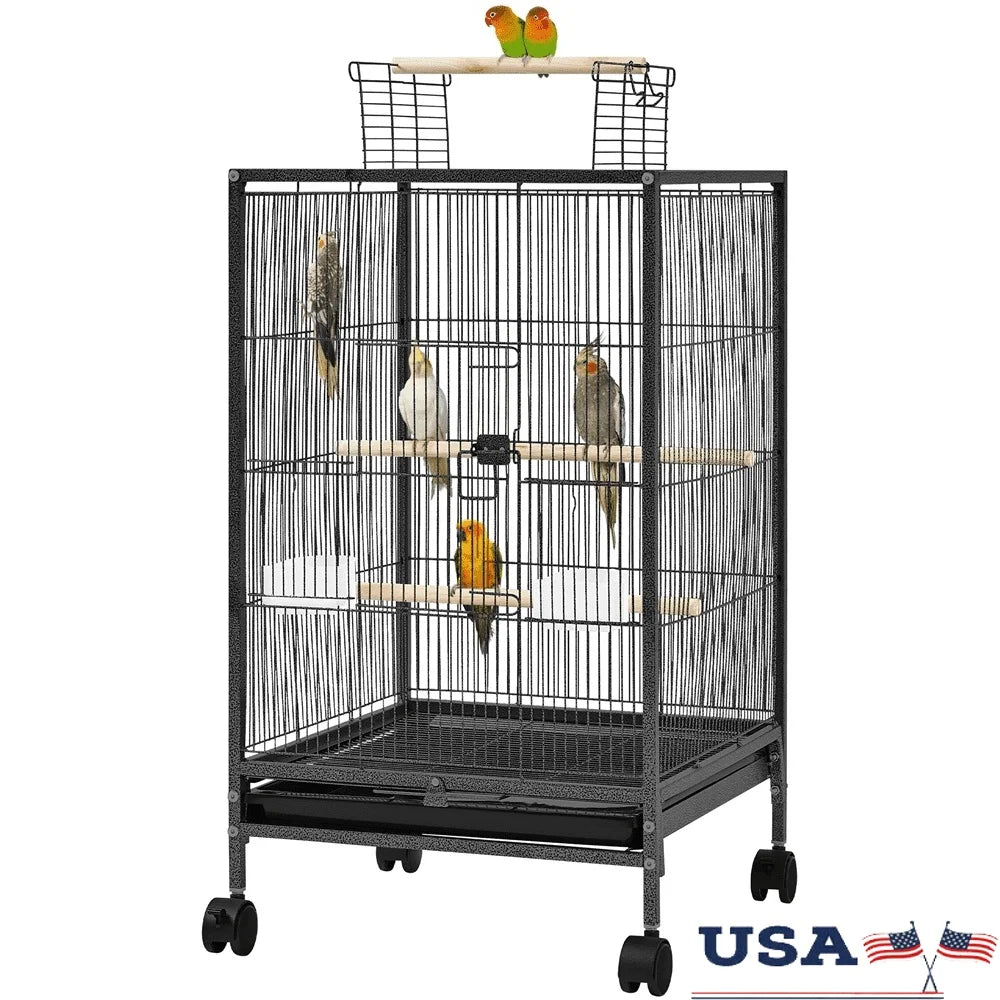 31’’ Wheeled Open Top Bird Cage for Parrots - United States