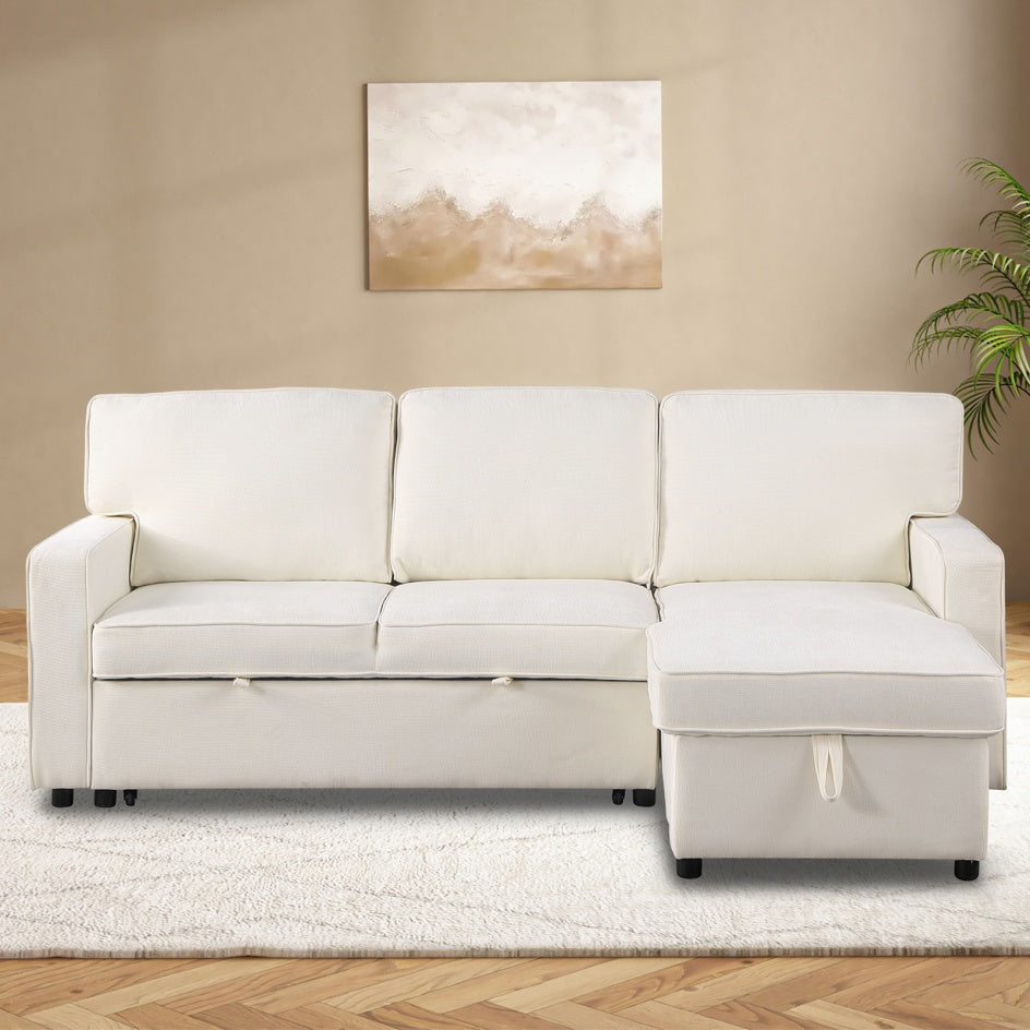Beige Chenille Sleeper Sofa