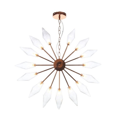 Modern Industrial Sputnik Chandelier with Amber/Clear Glass - 6/9/12 Lights - Black/Copper/Chrome Finishes