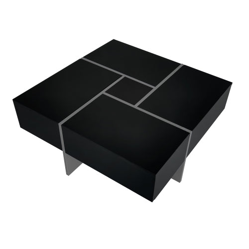 Mesa de centro de diseño único con 4 compartimentos de almacenamiento ocultos
