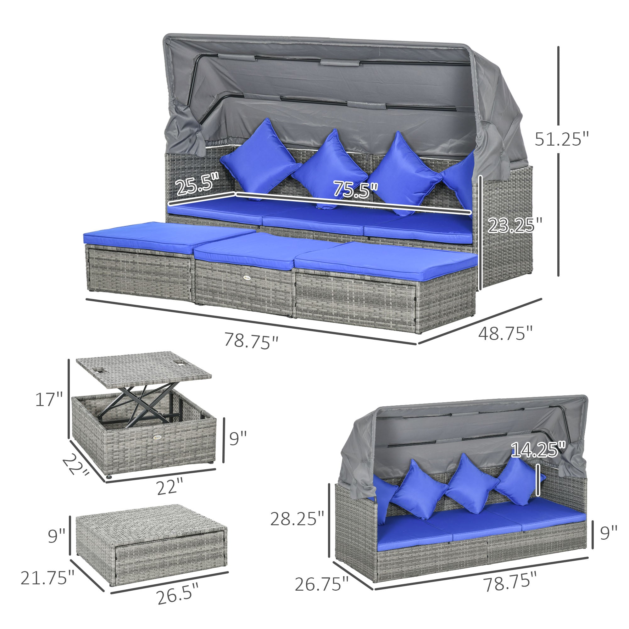 Gray Canopy Sofa Set
