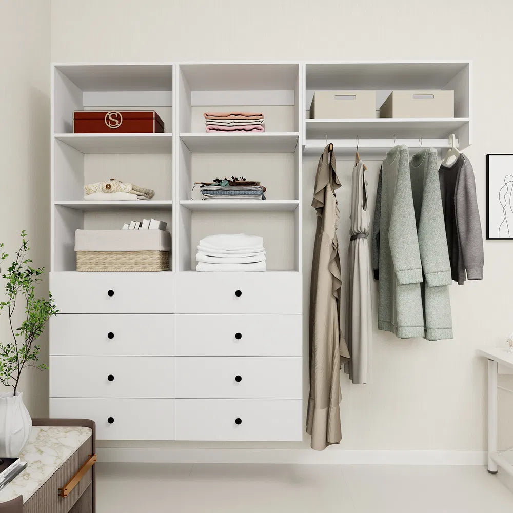 Freestanding White Wardrobe Closet