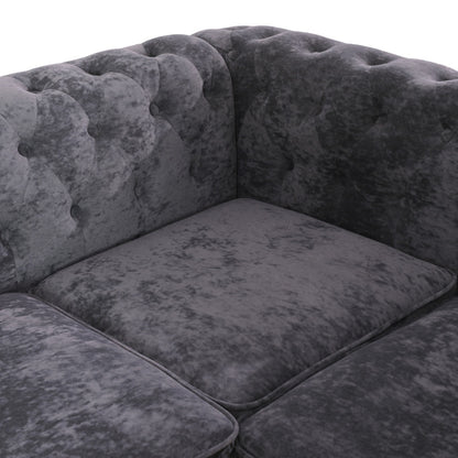 Black Flannelette 2-Piece Couch Living Room Sofa Set