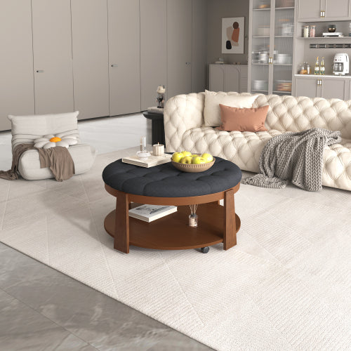 Linen Round Ottoman Table