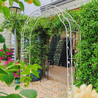 Metal Garden Arch W74.4'' X H98.4'' Garden Arbor Trellis Climbing Plants Support Rose Arch Outdoor Arch