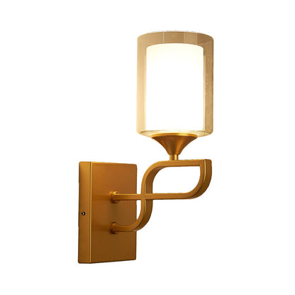 DecorBites™ Gold Contemporary Armed Wall Sconce with Opal Glass Shade and 1 Bulb
