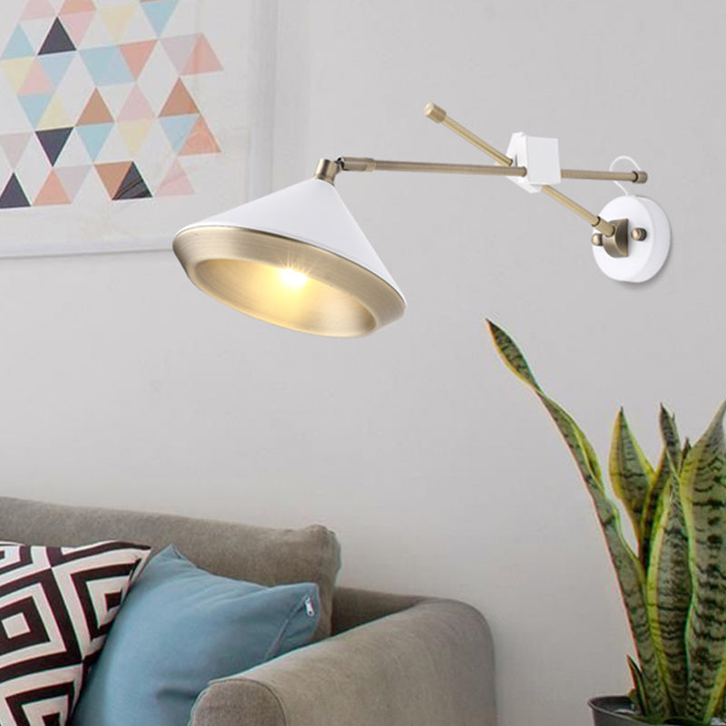 ديكوربايتس™ مصباح حائط معدني قابل للتعديل: مصباح حائط عصري بتصميم متوهج وسعة مصباح واحد باللونين الأبيض/الأسود