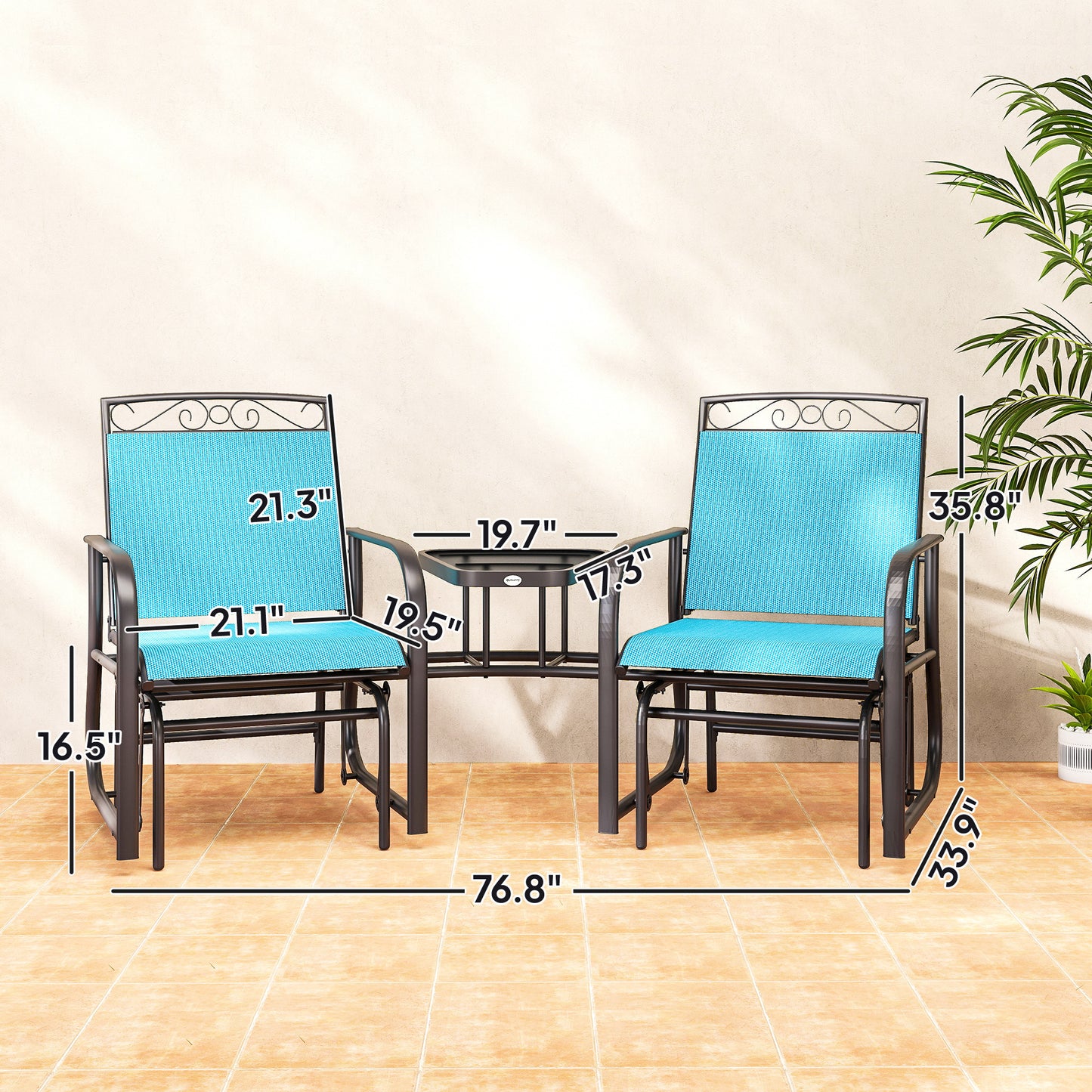 Outdoor Glider Chairs with Coffee Table