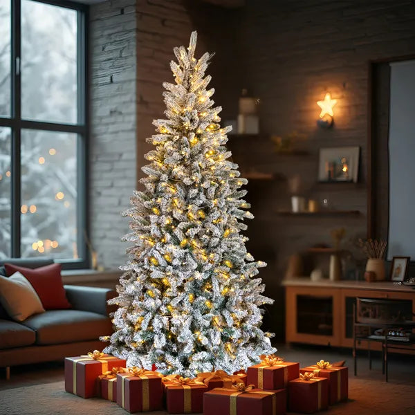 Flocked Pre-Lit Christmas Tree