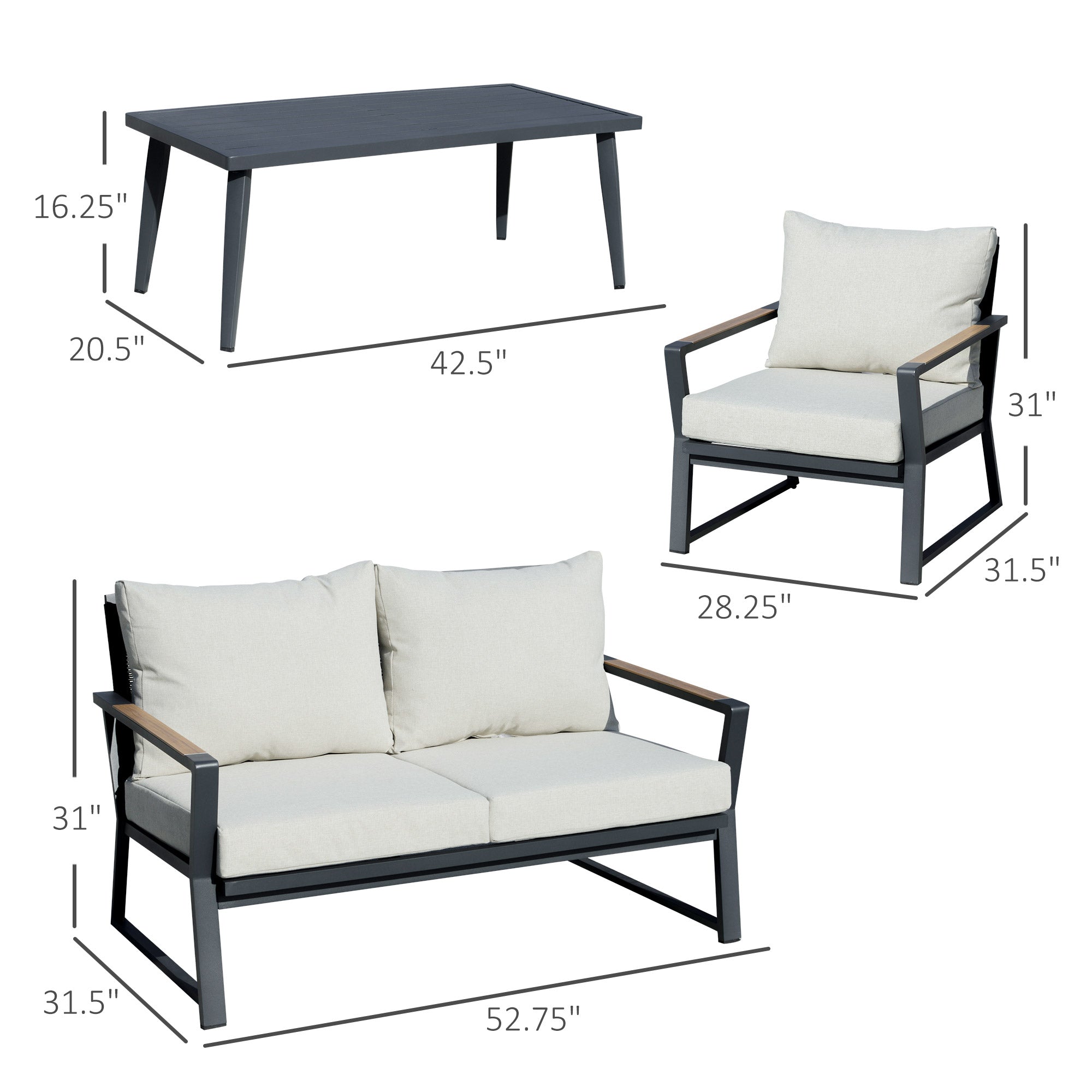 Beige Minimalist Patio Set