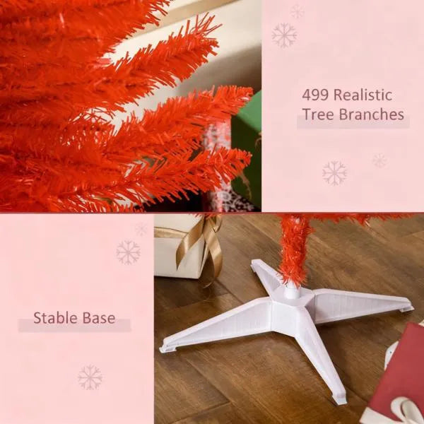 Red Pencil Christmas Tree ,with 499 Realistic Branch Tips And Plastic Stand
