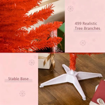 Red Pencil Christmas Tree ,with 499 Realistic Branch Tips And Plastic Stand
