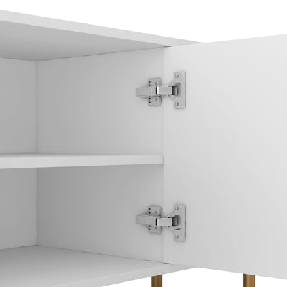 White Modern TV Stand Fluted T, Entertainment Center With Storage Doors, TV Console Media Cabinet, For 55 Inch TV, Living Room