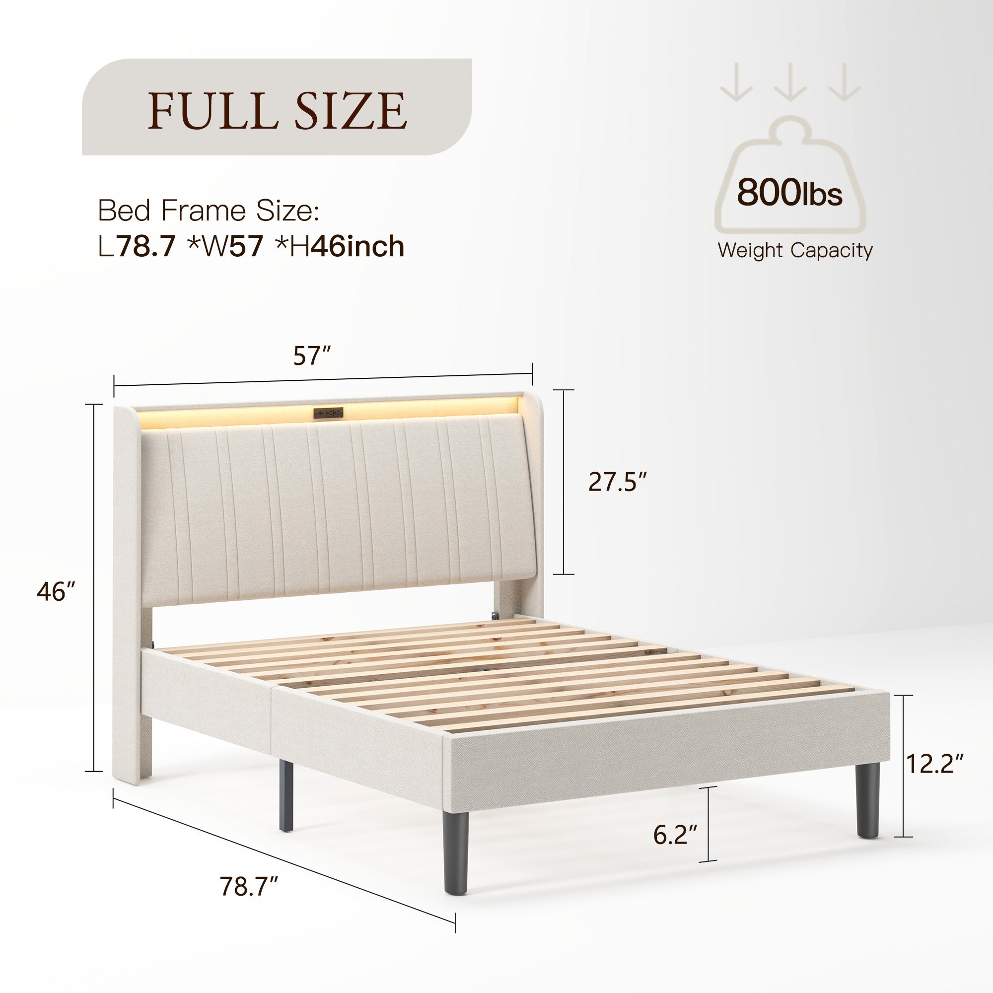 Upholstered Fabric Platform Bed