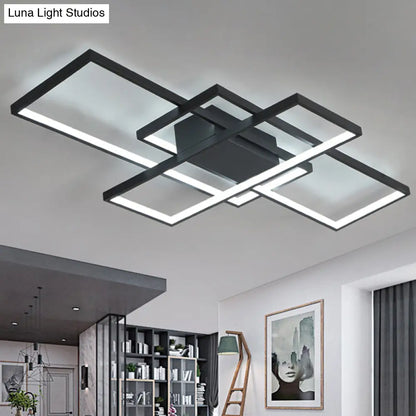 DecorBites™ DecorBites™ 35.5"/43" Wide Black/White LED Acrylic Semi Flush Mount Ceiling Light with Warm/White Light