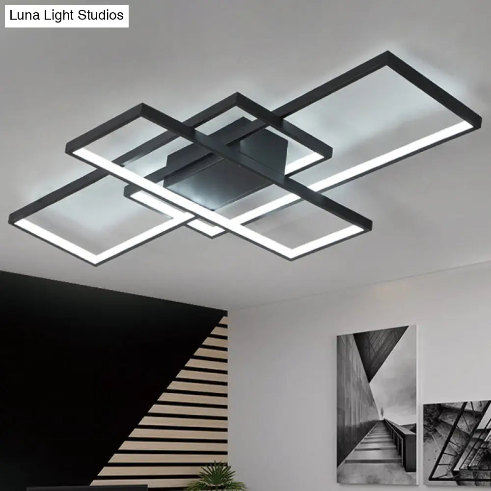 DecorBites™ DecorBites™ 35.5"/43" Wide Black/White LED Acrylic Semi Flush Mount Ceiling Light with Warm/White Light