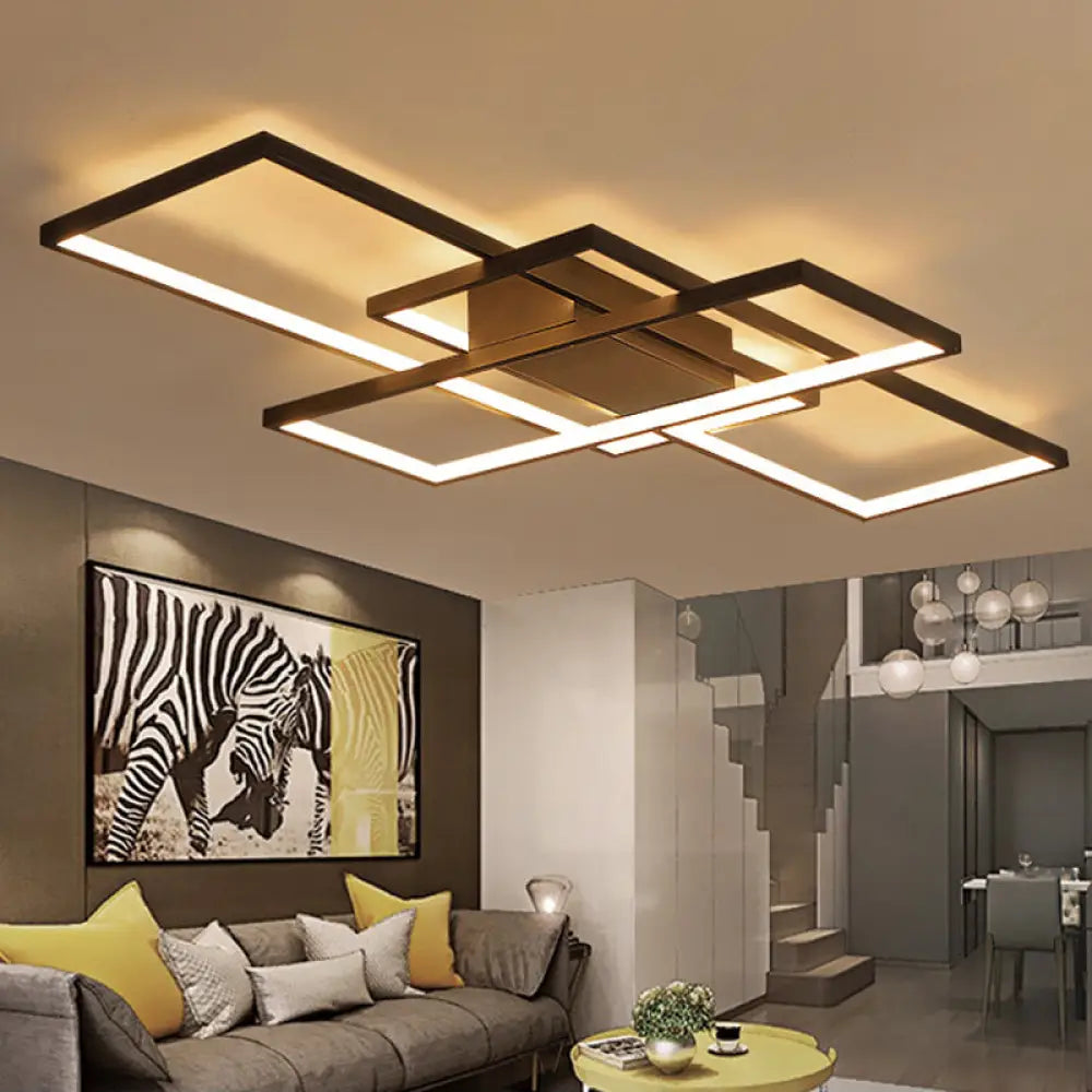 DecorBites™ DecorBites™ 35.5"/43" Wide Black/White LED Acrylic Semi Flush Mount Ceiling Light with Warm/White Light