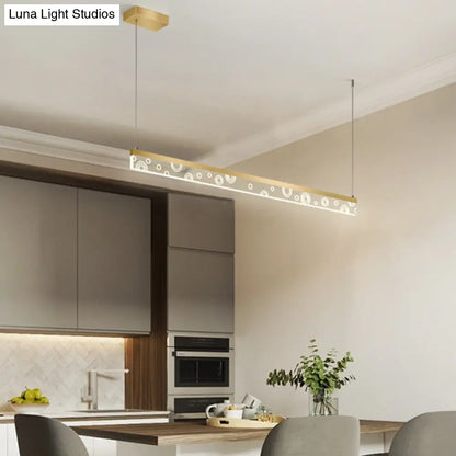 DecorBites™ مصباح جزيرة من الألومنيوم لغرفة الطعام، مقاس 35.5 بوصة/47 بوصة، مصباح LED معلق باللون الذهبي، إضاءة دافئة/بيضاء