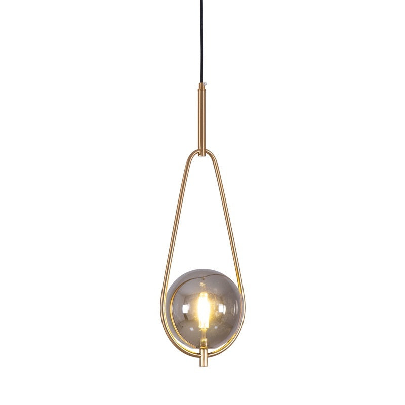 Gold Glass Ball Chandelier Smoke Gray Shade