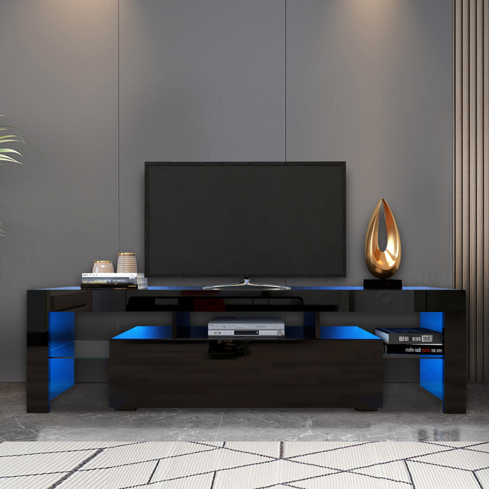 Mueble de TV Moderno Negro 20 Colores Mueble de TV LED Con Luces de Control Remoto