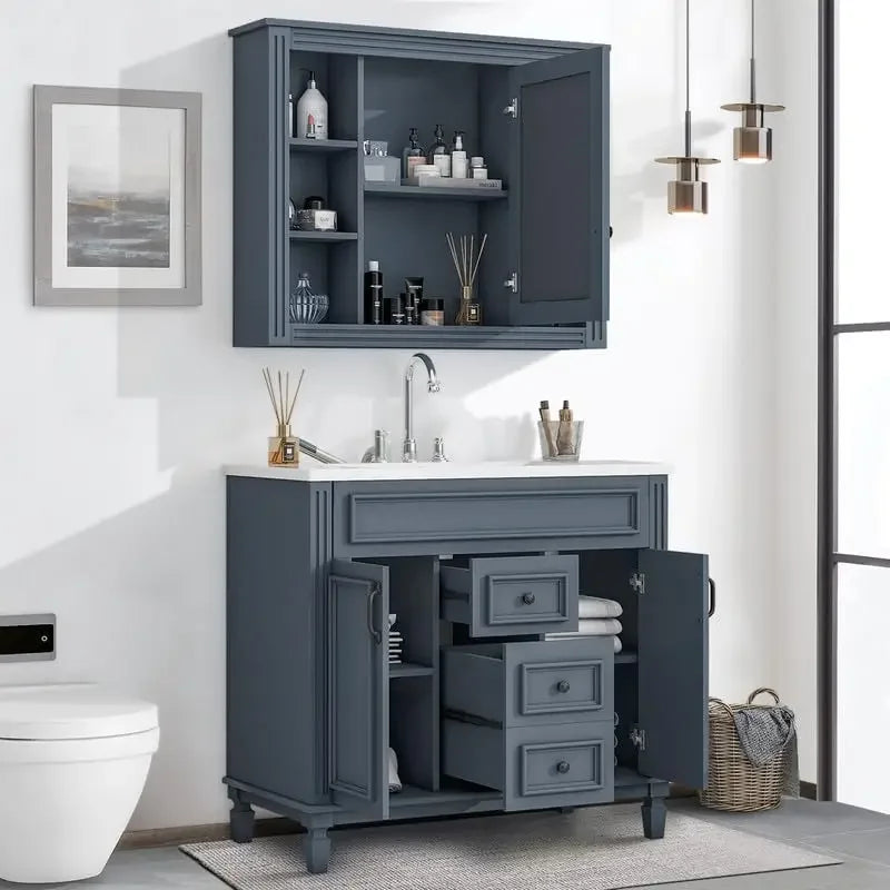 36" Modern Wood Bathroom Vanity Combo