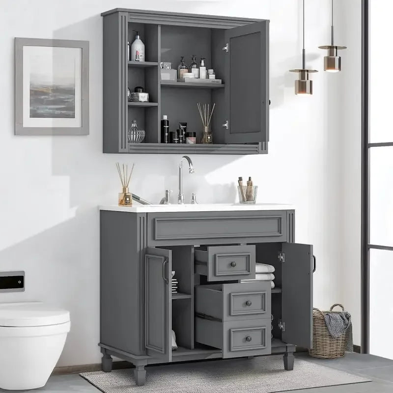 36" Modern Wood Bathroom Vanity Combo