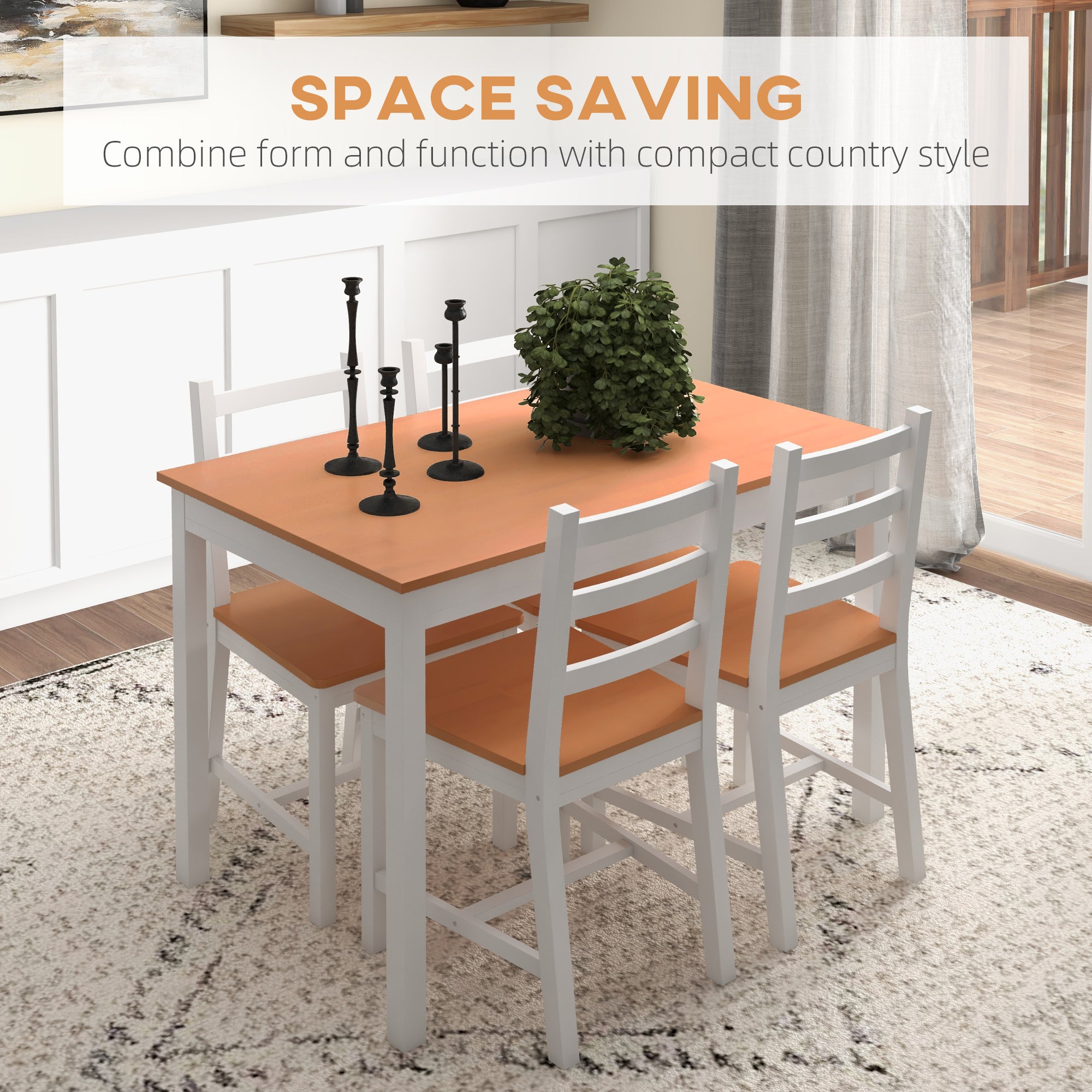 Wood Slatted Dining Set