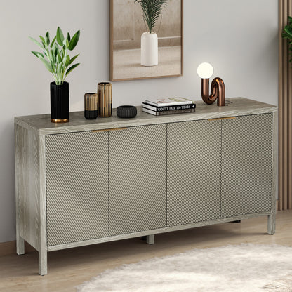 Sideboard Buffet Cabinet, 59  Storage Cabinet With Storage,Modern Wood Buffet Cabinet,Storage Cabinet With 4 Doors & Adjustable Shelves For Living Room, Dining Room, Kitchen And Entryway