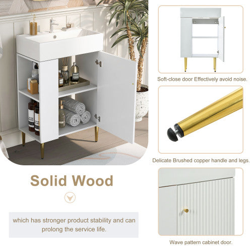 White Bathroom Vanity 21.6 Inch Stylish Storage