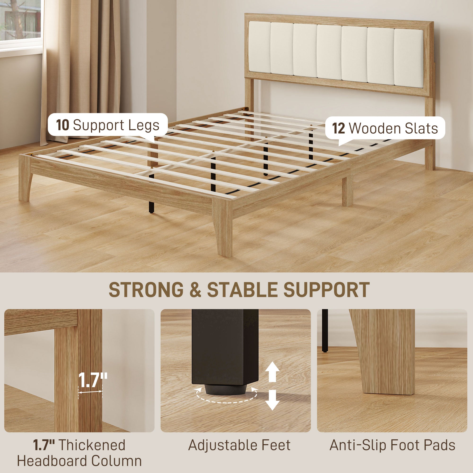 Charcoal Linen Bed Frame