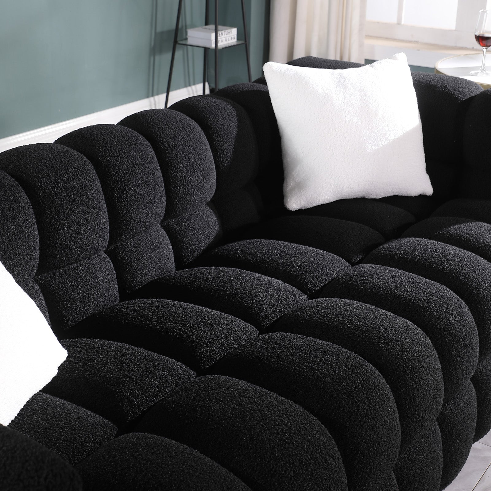 Black Boucle 2-Seater Sofa