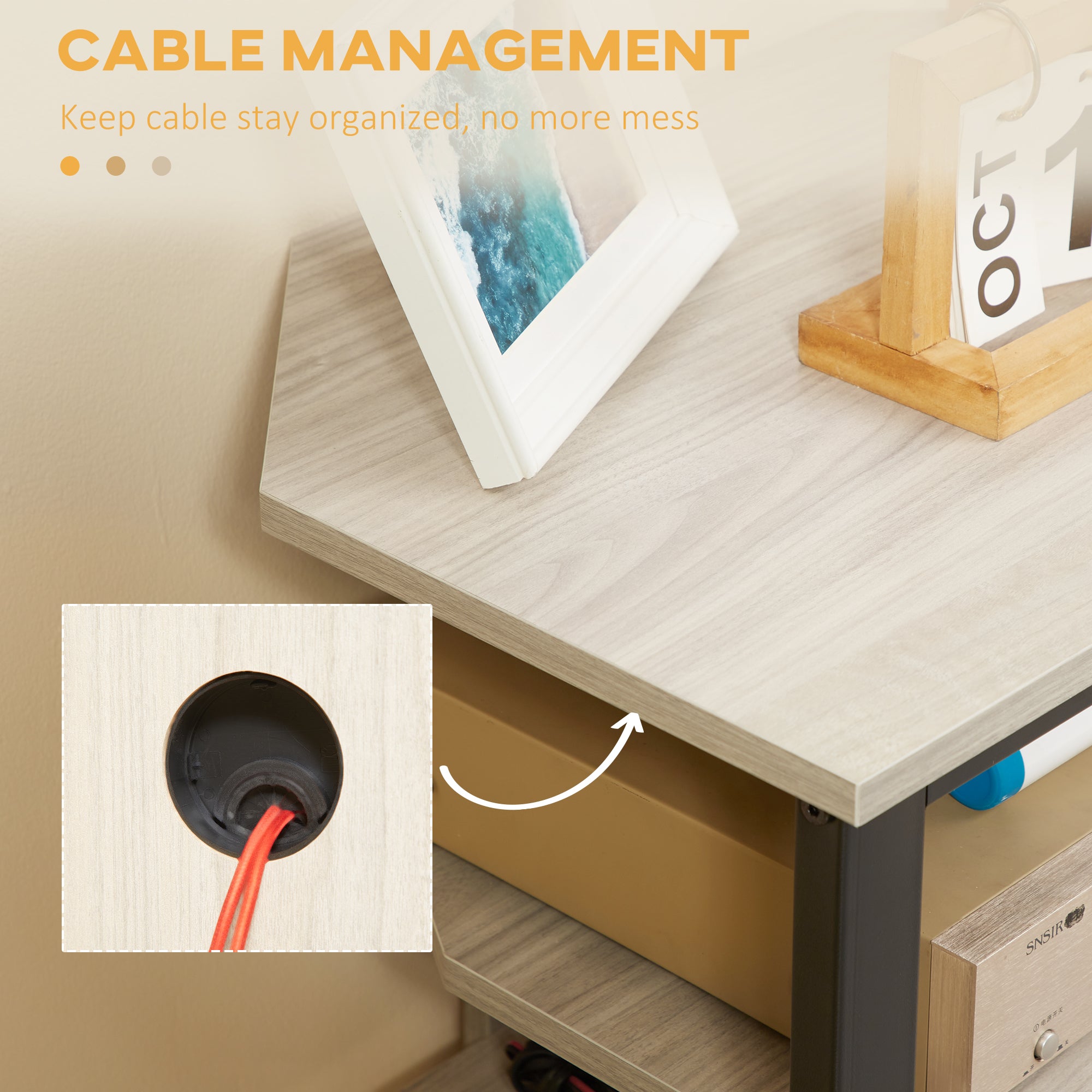 Soporte de Medios con Estantería de Audio de 4 Niveles Estante de Esquina para Medios AV con Gestión de Cables para Reproductores de DVD Consola de Juegos Cable de TV Router WiFi