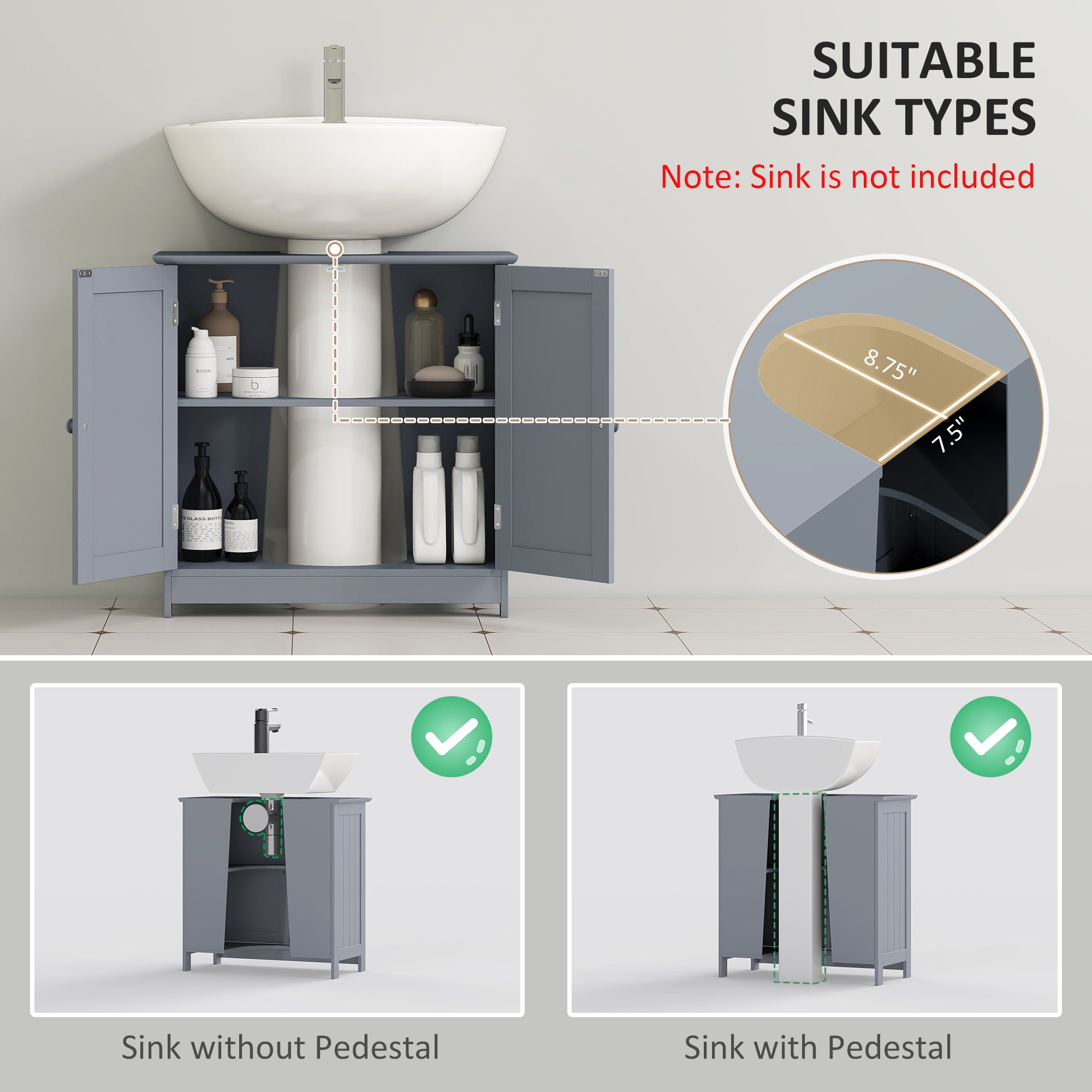 Gray Modern Sink Cabinet