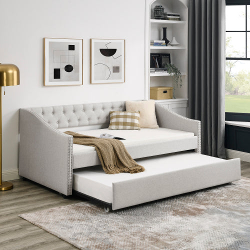 Beige Tufted Sofa Bed