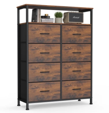 8-Drawer Fabric Dresser With Open Shelf, 45.9-inch Tall Storage Cabinet For Bedroom Closet Organization