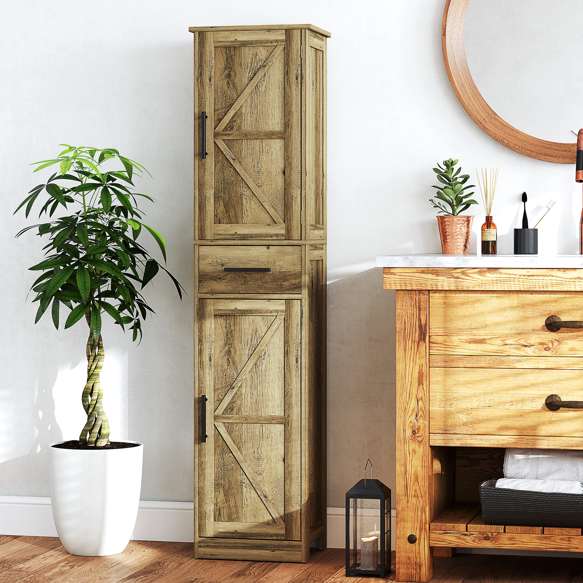 Rattan Door Bathroom Cabinet