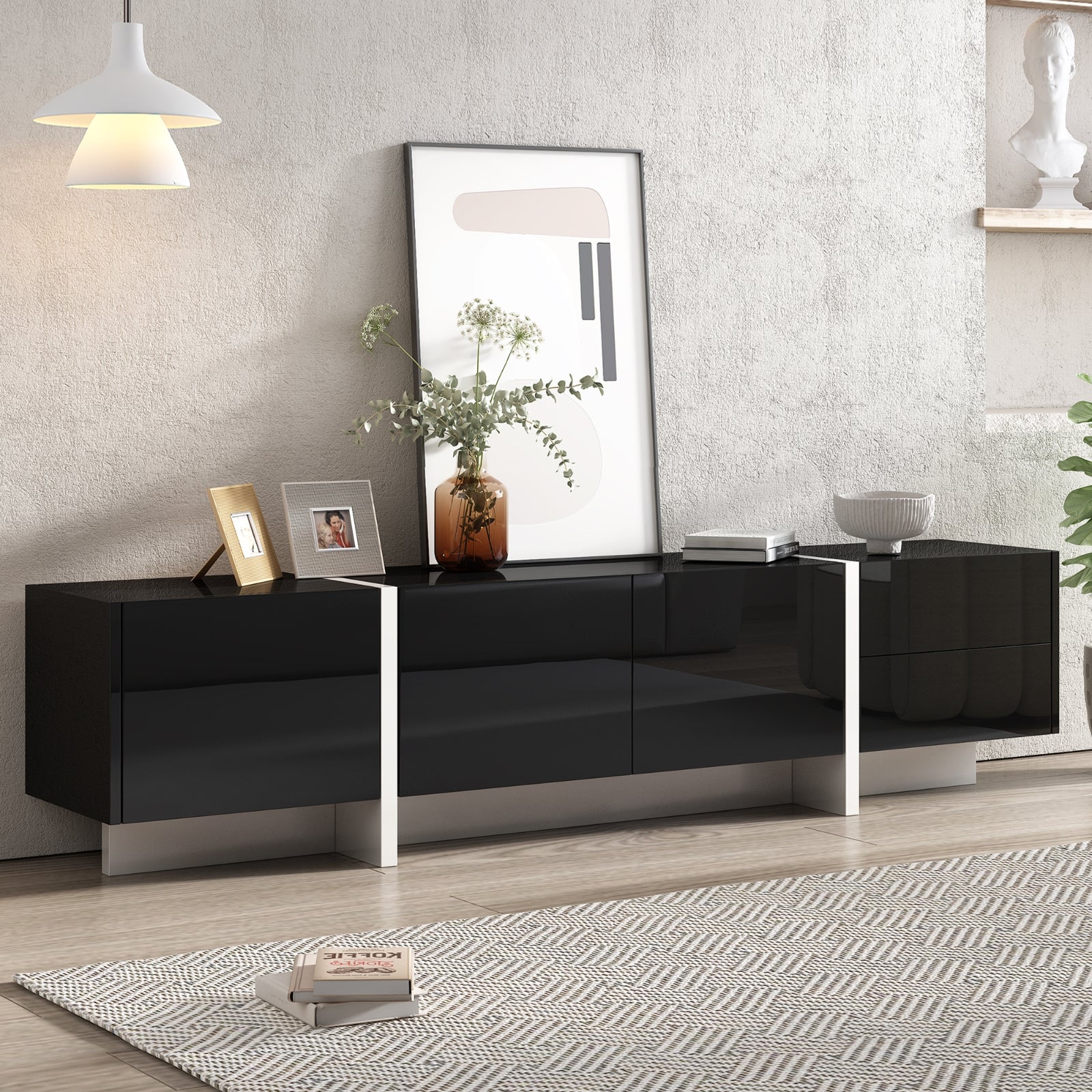 White Black TV Console