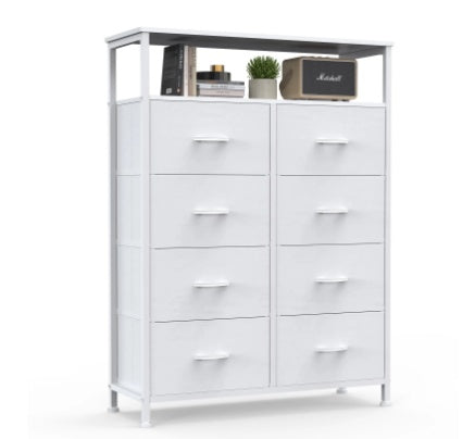8-Drawer Fabric Dresser With Open Shelf, 45.9-inch Tall Storage Cabinet For Bedroom Closet Organization