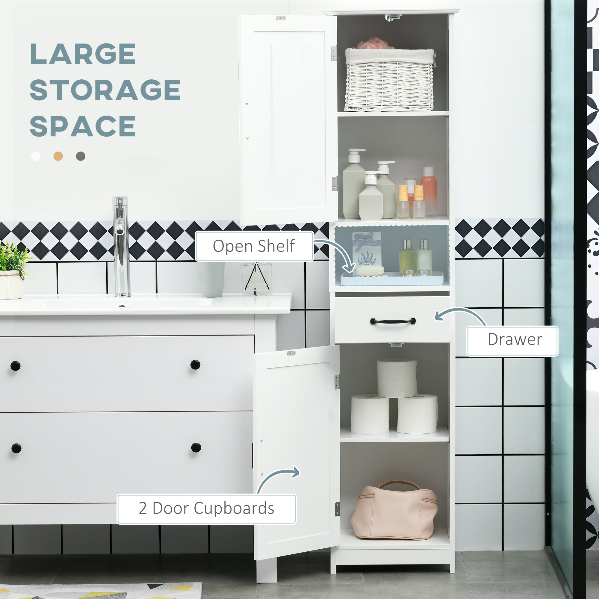 White Corner Bathroom Cabinet